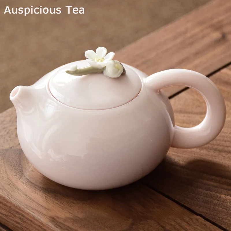 Dehua Mutton Fat Jade White Porcelain Handmade Hand Pinch Flowers Tea Pot Kung Fu Teaset Household Tea Ceremony Accessories Gift