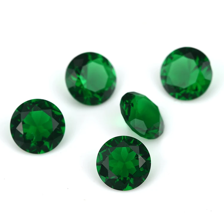 1.0~15mm Round Red Green Black White BLue Loose Glass Gemstone Machine Cut For Jewelry DIY