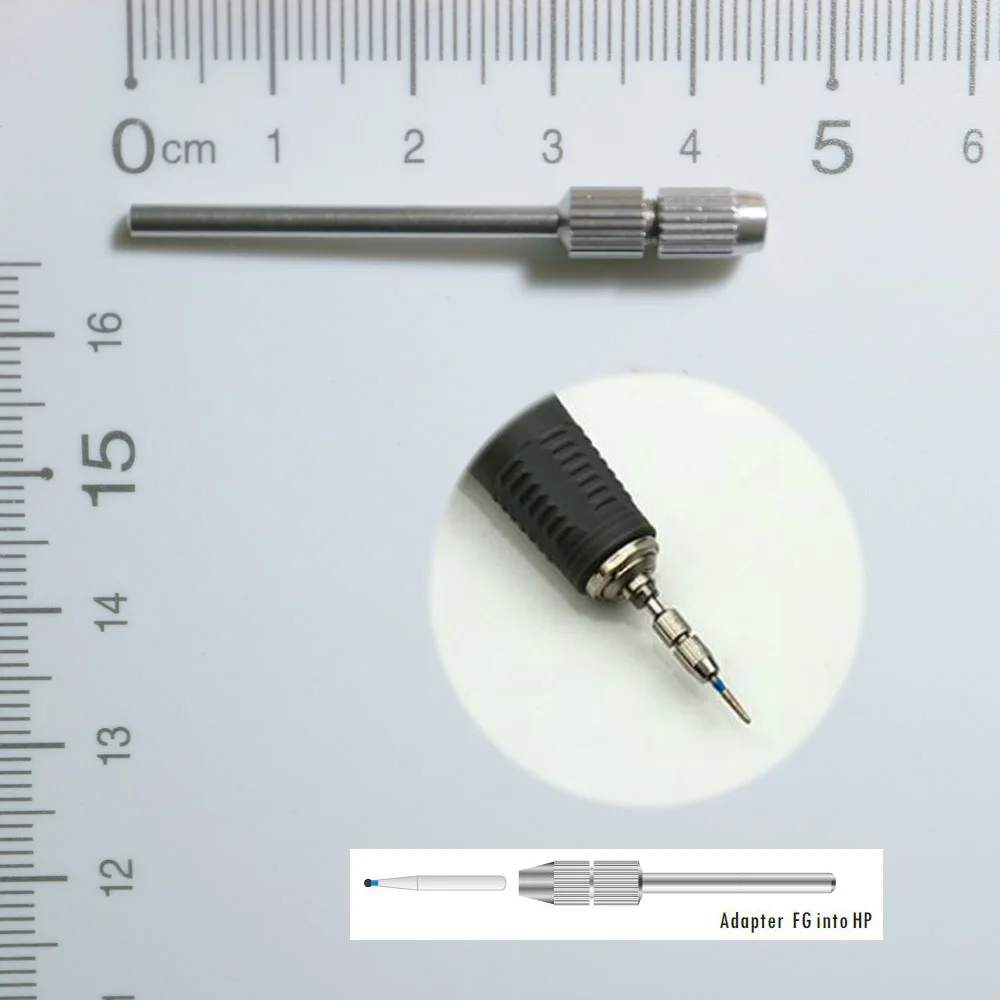 1pc Dental Lab Stainless Steel Shank Converter Adaptor Bur Drills Rotary Tool FG 1.6mm into HP 2.35mm