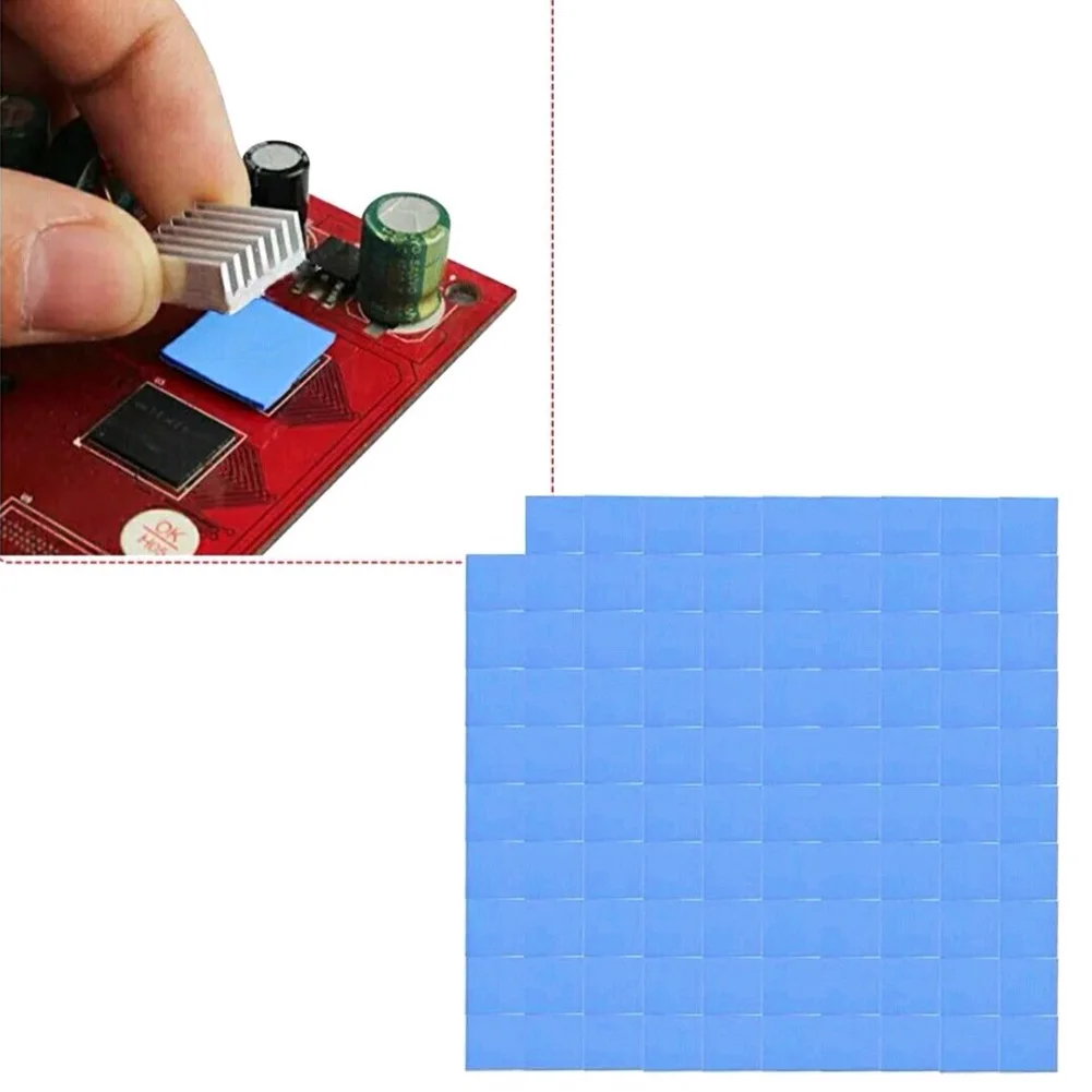 10mm*10mm*1mm 100PCS Thermal Pad GPU CPU Heatsink Cooling Conductive Silicone Pad thermal pad paste Cpu thermal pads cooler Blue