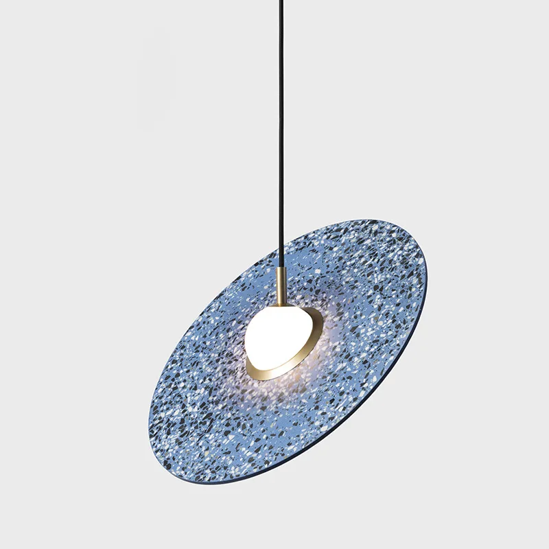 

Nordic Marble Decor Pendant Light Creative Terrazzo Stone Disc Hanging Lamp Restaurant Dining Room Living Room Decor Cement Lamp