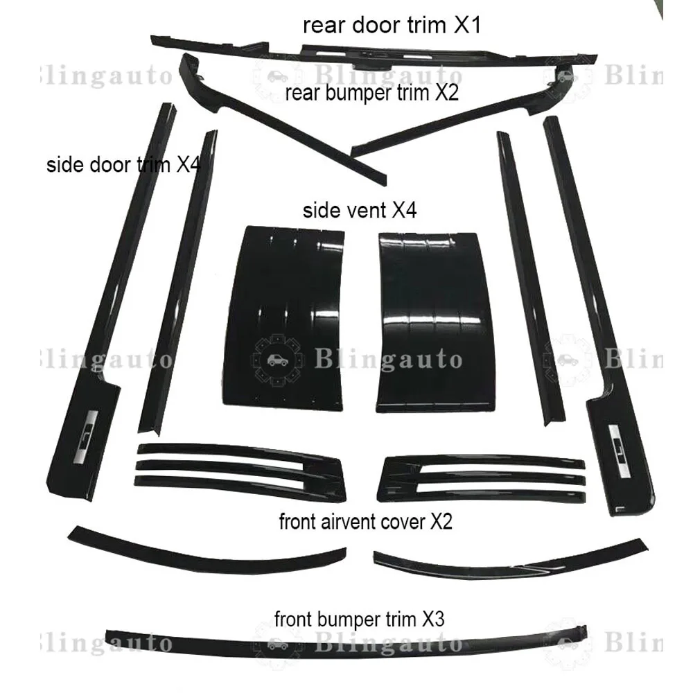 

Black Body trims fits for L and R over R ange R over 2019-2024 Body Kit Trim Side Rear Vent Door Trim fog trims bumper strips