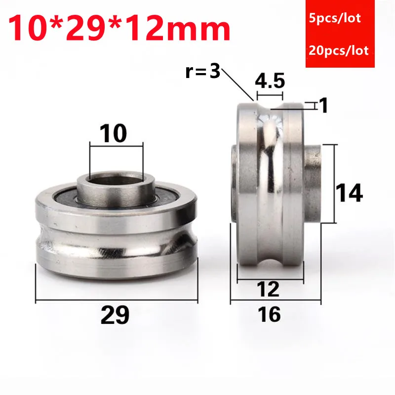

Ролик роликовый с U-образным пазом, 10 х29х12 мм, 5 шт./20 шт.