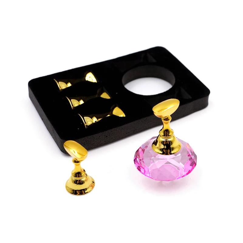 1Pc Magnetic Nail Holder + 5 Tips Practice Training Display Stand Crystal Alloy False Nails Showing Shelf Nail Art Tools