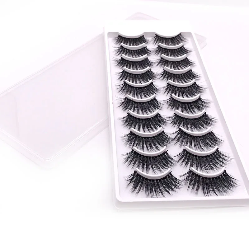 10Pairs 3D Faux Cils False Eyelashes Faux Mink Hair Handmade Fluffy Wispy Natural Long maquillaje Lashes Extension Makeup Tools