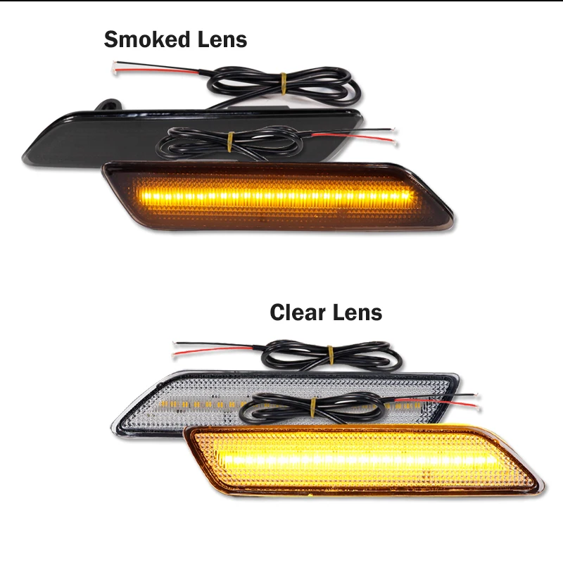 Smoked / Clear Lens Amber LED Car Front Bumper Side Marker Turn Signal Lights For 2007-2010 Chrysler Sebring Fender Flare Lights