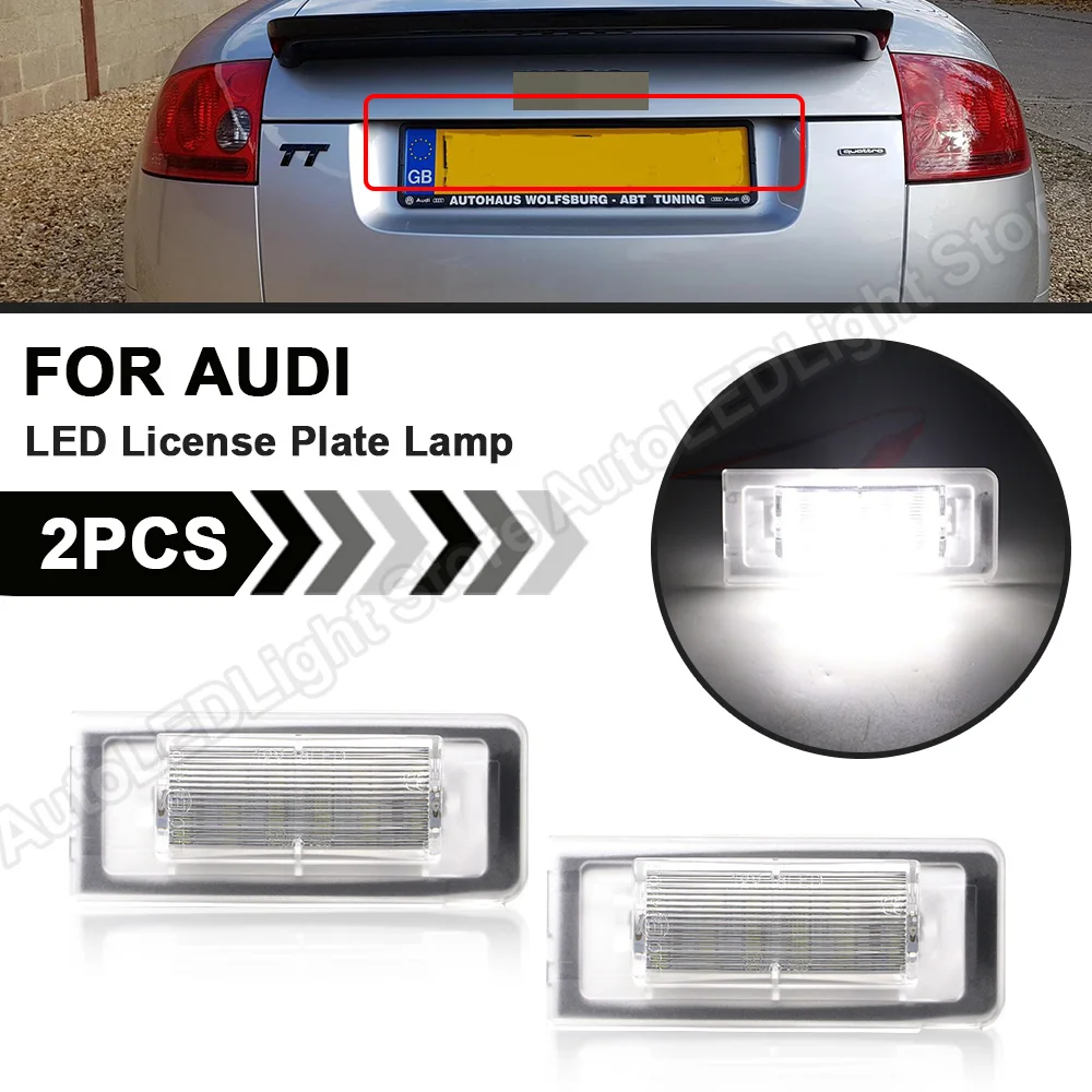 

2Pcs For Audi TT 8N 1999 2000 2001 2002 2003 2004 2005 2006 LED License Plate Light Lamp Number Plate Light Car Accessories