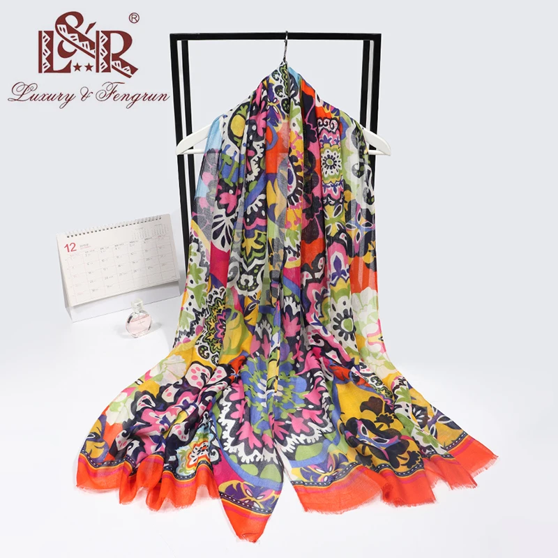 

New Fashion Silk Scarf Summer Women cotton Scarf flower Beach Hijab Shawls and Wraps Female Foulard Echarpe Designer Bandana