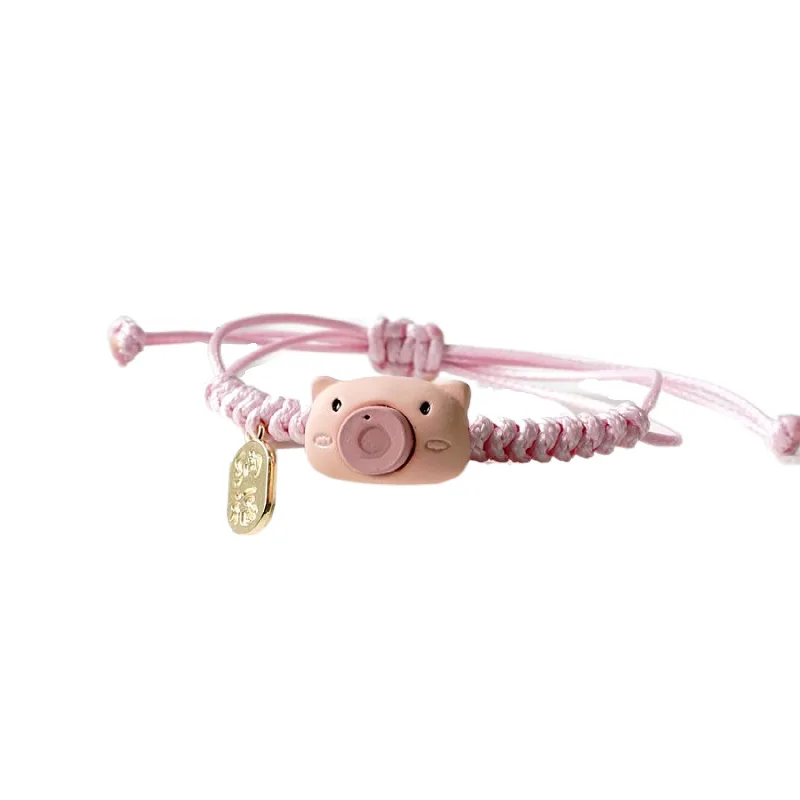 Simple Girl Cartoon Pink Bubble Pig Bracelet Woman Handmade Bracelet Girlfriend Gift Jewelry Wholesale #MZ226