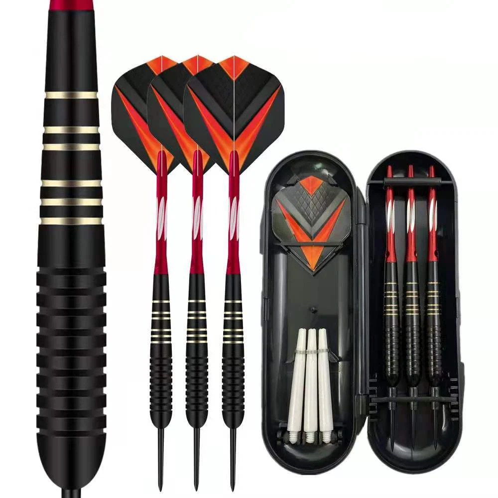 3pcs/set Professional Darts Free Carry Box 23g Total Length 16.5cm Black Golden Color Steel Tip Darts With Aluminum Shaft