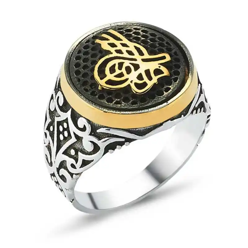 Silver Tugra Men's Ring - 925 Sterling Men's Jewelry Wedding Birthday Gift - Box - Men - Fashion - Botiva - Size - Turkish - Patterned Embroidery