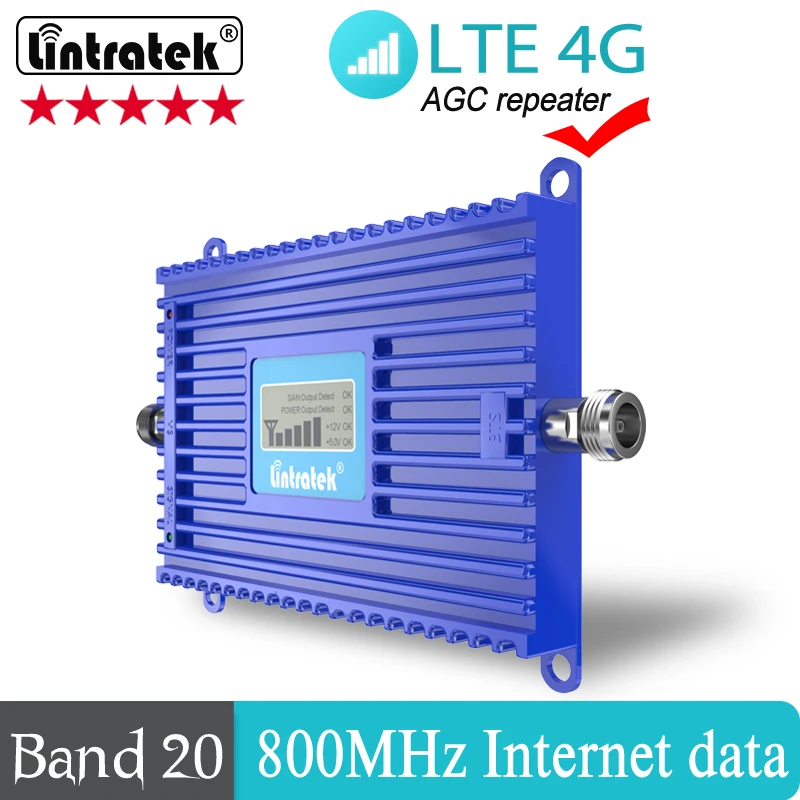 Band 20 Signal Booster 800mhz LTE 4G Signal Repeater ALC AGC 70db Gain 20dbm Signal Amplifier  for Home Office Use
