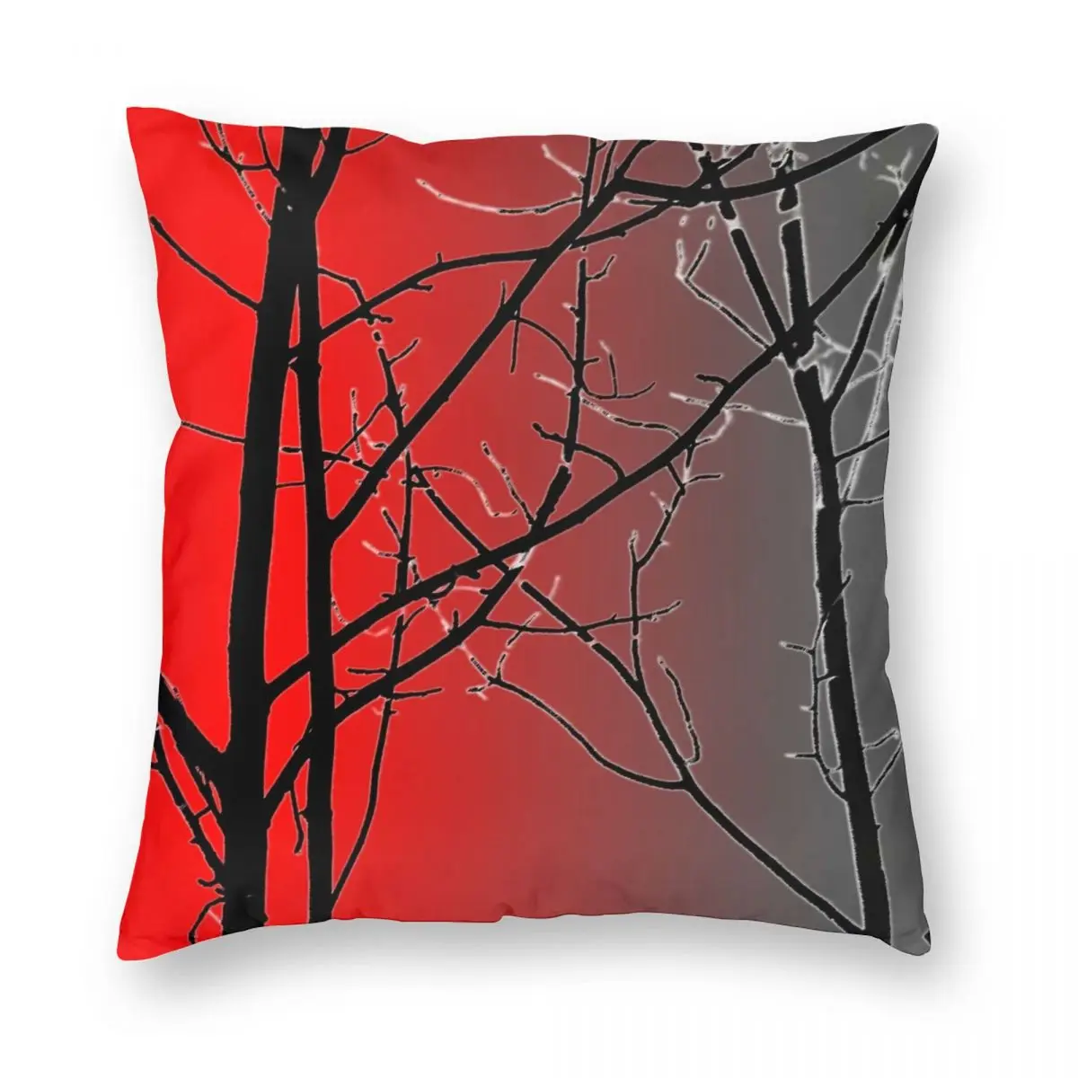 

Red And Gray Square Pillowcase Polyester Linen Velvet Pattern Zip Decorative Car Cushion Cover