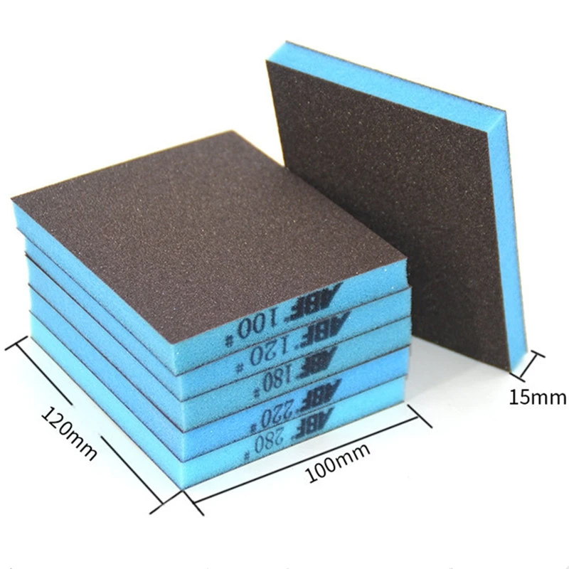 5 개 그릿 220 ~ 1500 스폰지 사포 양면 연마 도구 100x120x15mm, 샌딩 스폰지 블록 연마 스폰지
