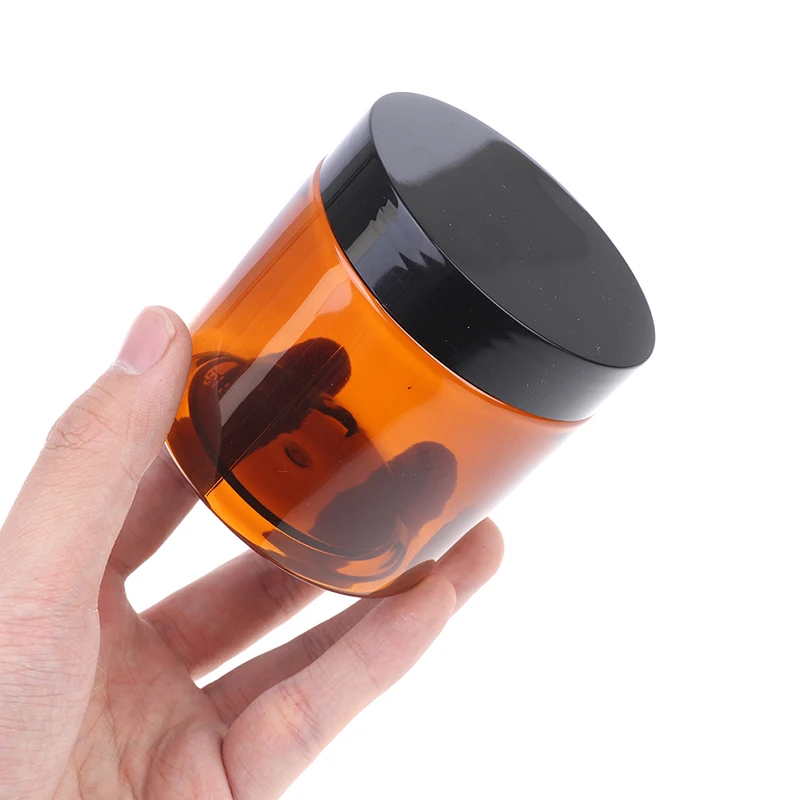 200ml Round Amber Glass Jar Straight Sided Cream Jars Black Plastic Lid Cap Inner Liner For Salve Homemade Lotion Cosmetics