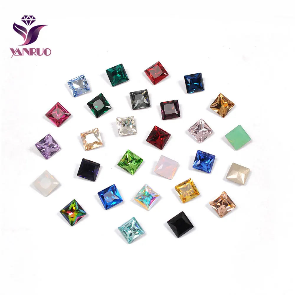 YANRUO 4447 Princess Square Ornaments Bling Strass Jewelry DIY Strass Glass Rhinestones Crystal Glass Decor For Dresses