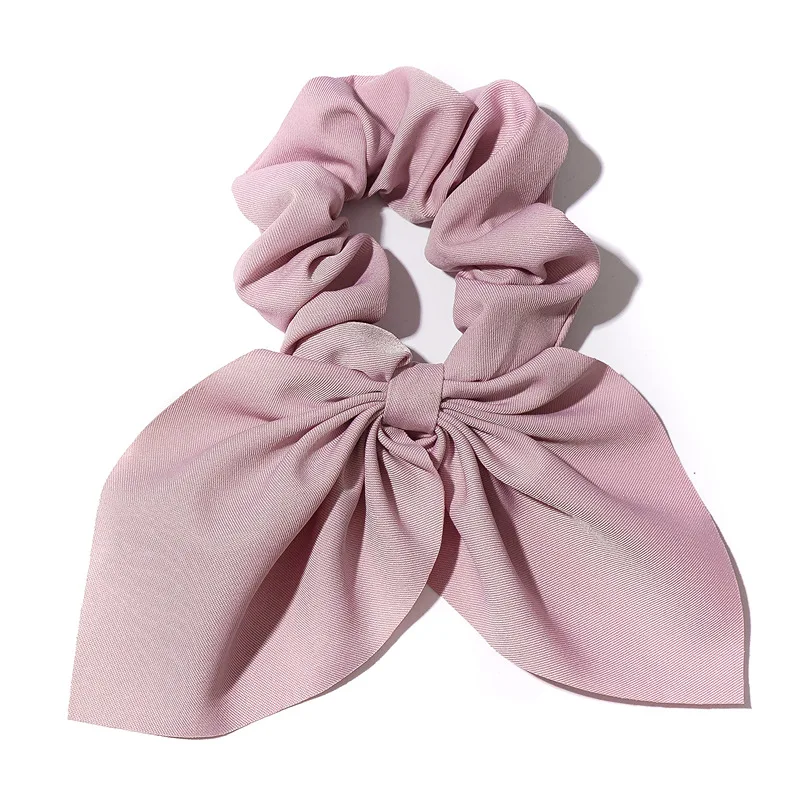 2020 New Girls Chiffon Bowknot Silk Hair Bow Scrunchies Women Ponytail Holder Hair Tie Hair Rope Rubber Bands Hair Accessories