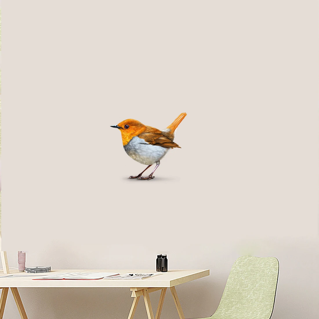 Three Ratels QCF178 Lovely tender yellow bird wall sticker for home decoration toilet Decal