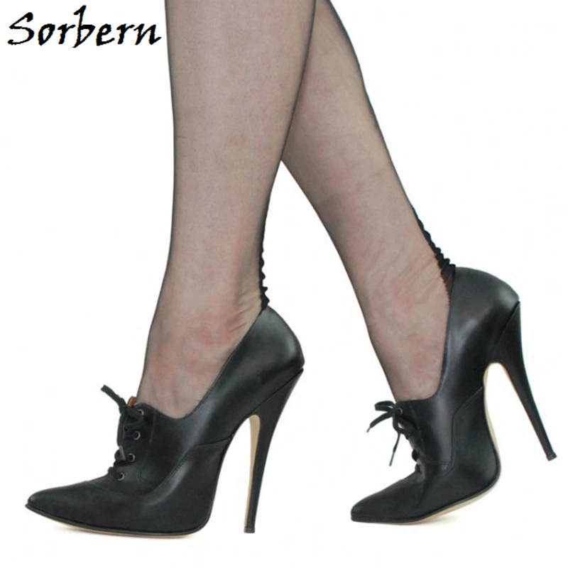 Sorbern Fashion Lace Up Women Pump High Heels 14Cm Stilettos Lace Up 16Cm Pointed Toe Heels For Women Pumps Women Shoes