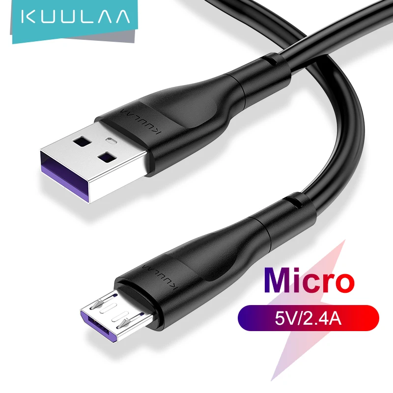 KUULAA Micro USB Cable 2.4A Fast Charging Cord for Samsung J7 Redmi Note 5 Pro Android Mobile Phone USB Micro Data Charger Cable