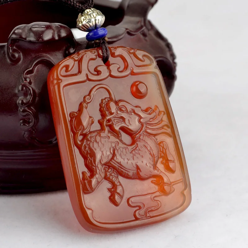 High Quality Red Agate Latest Fire Unicorn Hand-carved Pendant Jade Body Protection Natural Necklaces Jewelry