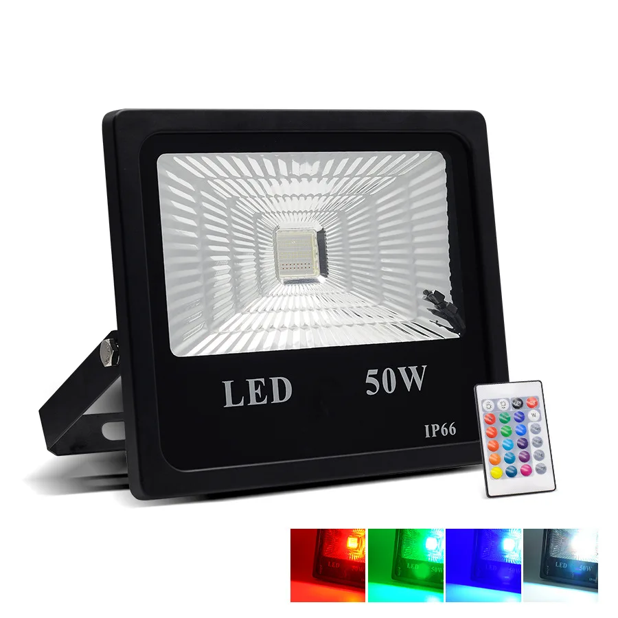 

RGB LED Floodlight AC220V 10W 30W 50W 100W Outdoor Wall Lamp Reflector IP65 Waterproof Garden Landscape Lighting RGB Flood Light