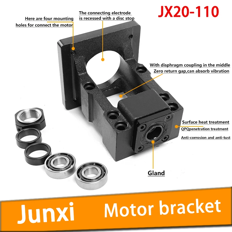 

Steel JX20-110-VC Stepping servo motor seat screw support bearing fixed integrated bracket mounting for name 23 24