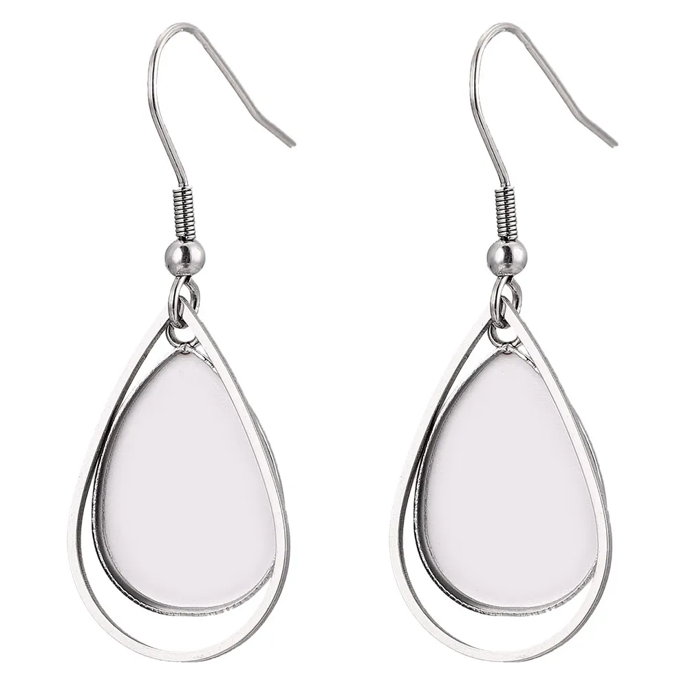 10pcs Stainless Steel Teardrop Earrings Bases Settings Earring Blank DIY Earring Kits 13x18mm Bezel Earring Tray Jewelry Making