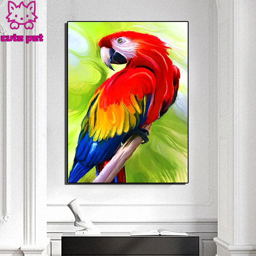 Bird animals Full Diamond Embroidery Parrot Diy Diamond Painting Cross Stitch Needlework Square round Diamond Mosaic Pattern