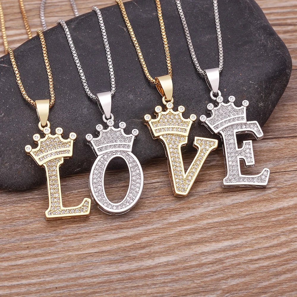 Mode de luxe A-Z couronne Alphabet pendentif chaîne collier Punk Style porte-bonheur nom Initial bijoux meilleure fête mariage cadeau d'anniversaire