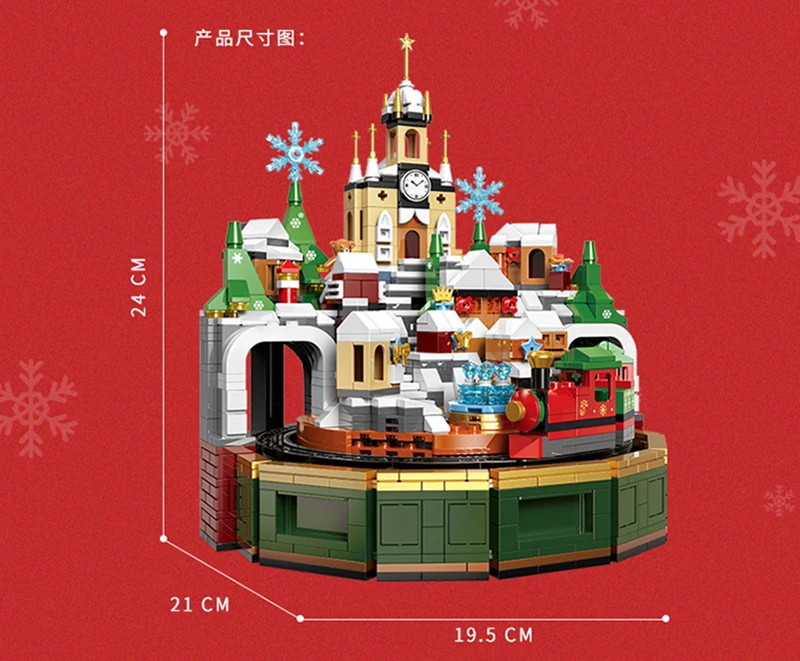 Christmas Series Bricks Toys Christmas Ice Snow Castle carillon a orologeria Kit modello di assemblaggio unicorno per regali per bambini