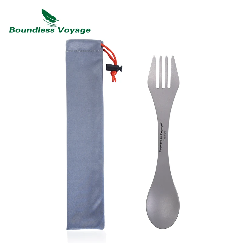 

Boundless Voyage Titanium Ultralight Fork Spoon Spork Knife 3 in 1 Outdoor Camping Dual-purpose Tableware Cutlery Ti1060T