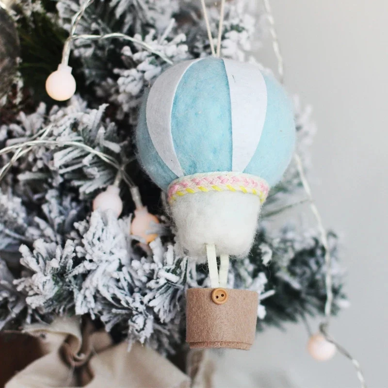 Nordic Girls Boys Kids Room Wool Felt Ball Hot Air Balloon Hanging Decorations Home Party Wedding Christmas Tree Wall Decorative