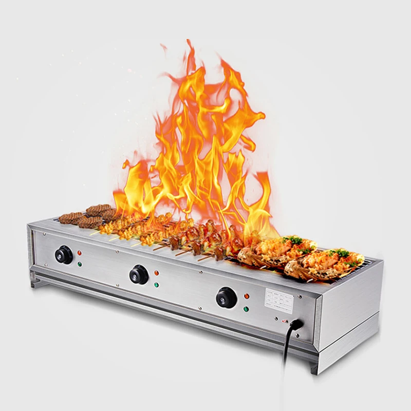 Grande griglia elettrica per non fumatori commerciale 6000W macchina per barbecue da tavolo spessa ali di pollo alla griglia e spiedini di agnello