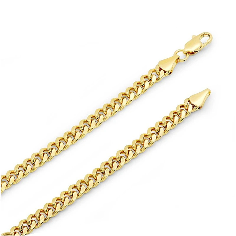 24k Gold Jewelry 8mm 20-30 Inch Hip Hop Men Necklace Chains Fashion Gold Color Filled Curb Cuban Long Necklace