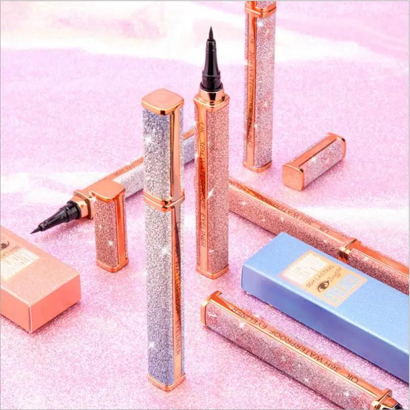 1Pc Quick-dry Starry Galaxy Eyeliner Pen Waterproof Not Blooming Liquid Eyeliner Lasting Smooth Black Eyeliner Pencil T0253