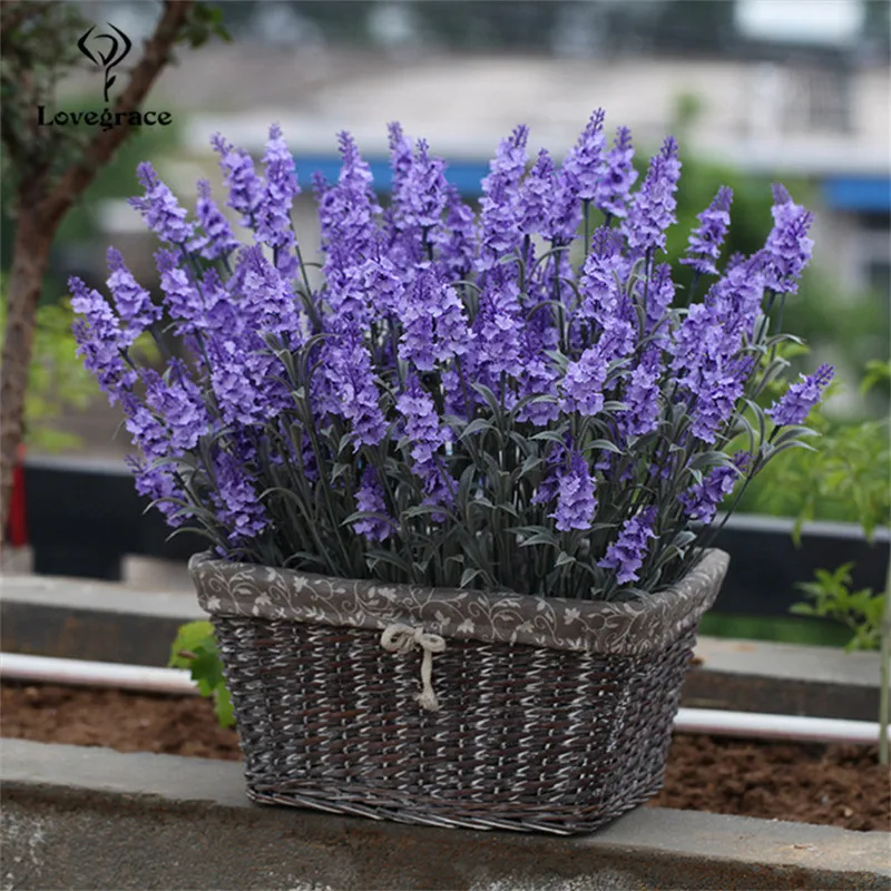 Zijde Lavenders Kunstbloemen 12 Hoofd Romantische Provence Paarse Tak Lavendel Bloemen Bruiloft Thuis Tafel Decor Nep Bloemen