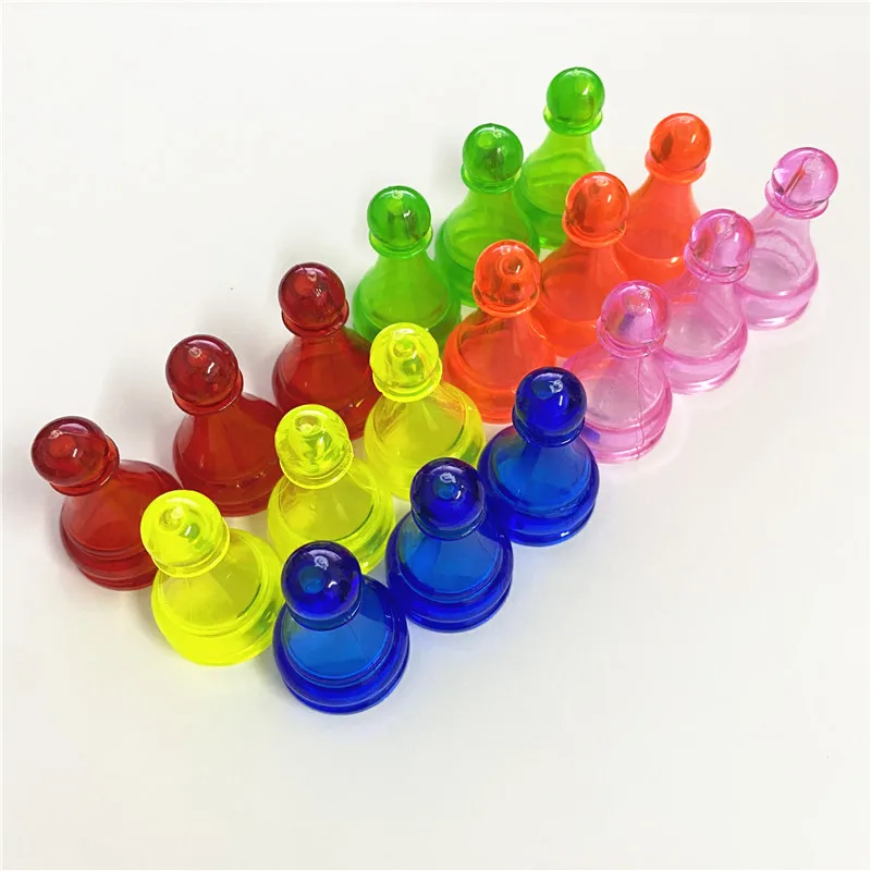 30 Pieces Big Size 32*18mm Clear Colorful Plastic Chess Pieces For Board Games Chess Parts Accessories 6 Colors