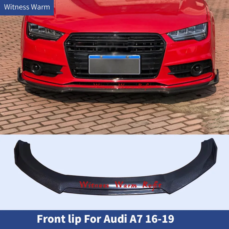 Dry Carbon Fiber Front Bumper Lip Splitters for Audi A7 Sline S7 2016 2017 2018 2019 Frp Front Bumper Chin Lip Spoiler