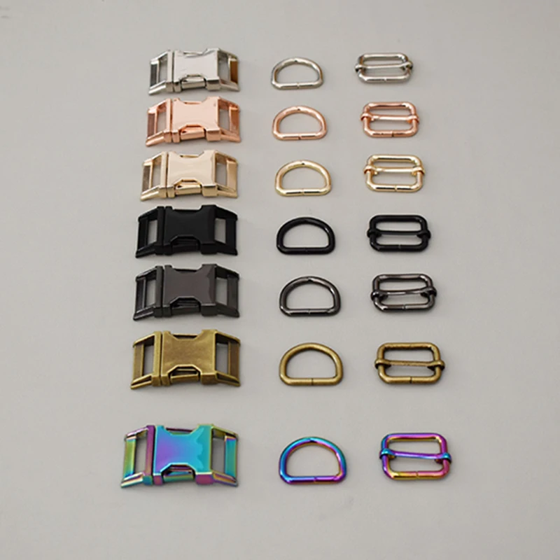 20 suit 25mm 3-piece adjust buckle  Zinc Alloy high quality plated metal diy pet collar leash set parts 7 Colour