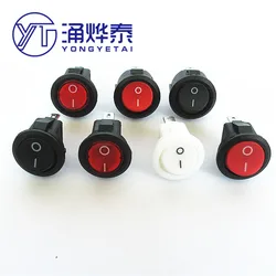 YYT 10PCS 15MM round switch button KCD1-204 3pin 2pin 2gears 3gears small power rocker switch with light small round switch