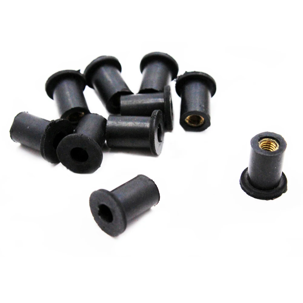 4MM Fairing Rubber Brass Well Nuts 10PCS Black For Kawasaki-Ninja ZX-6R 7R ZZR600 Honda-CBR 600 CBR 900 CBR 954 Motorcycle