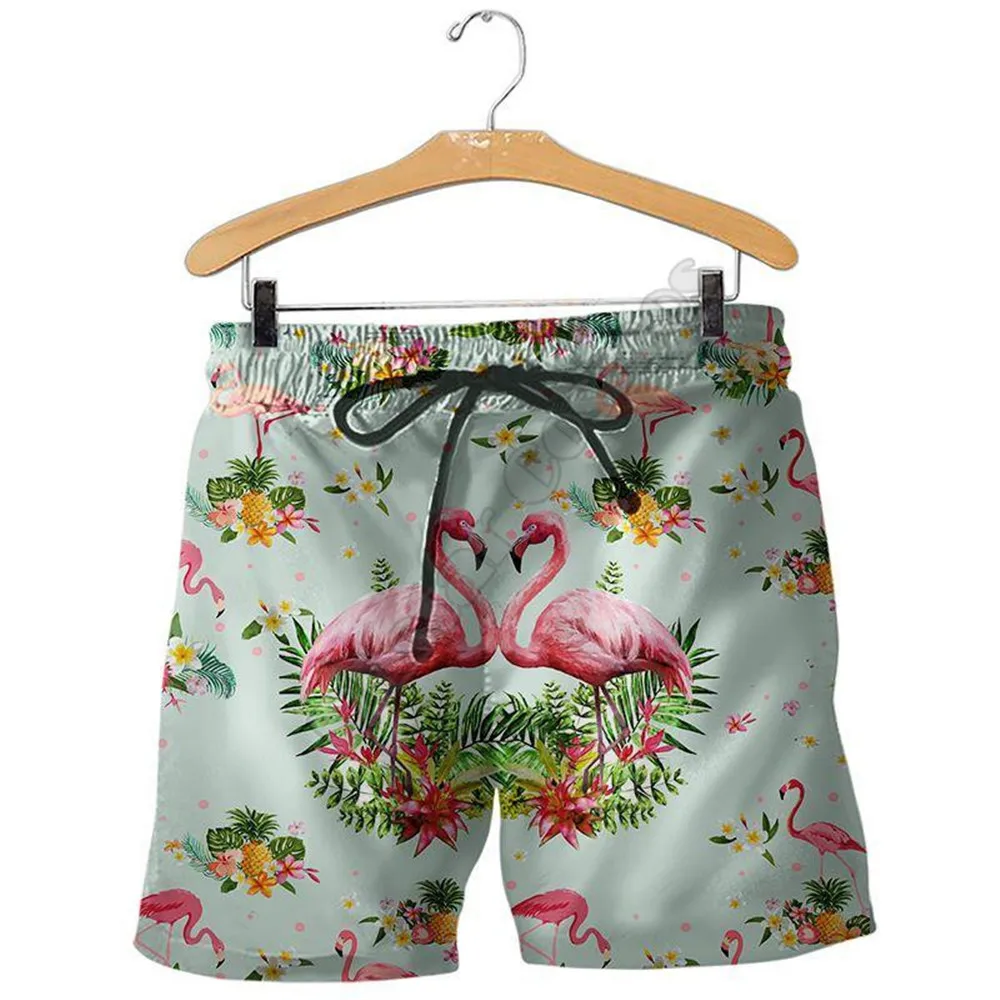 PLstar Cosmos New summer Fashion Shorts Flamingo 3D Printed Male/Female streetwear Casual Cool Shorts 01