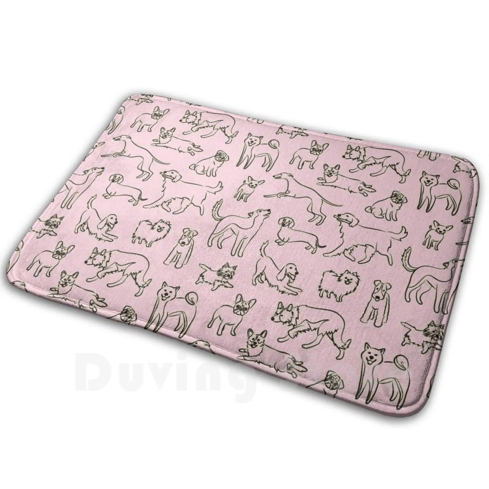 Alfombra rosa para perros, alfombrillas antideslizantes para dormitorio, perro, Corgi, Shiba, Inu, Pug, Yorkshire, Cocker, Spaniel, Husky Siberiano, Chiua