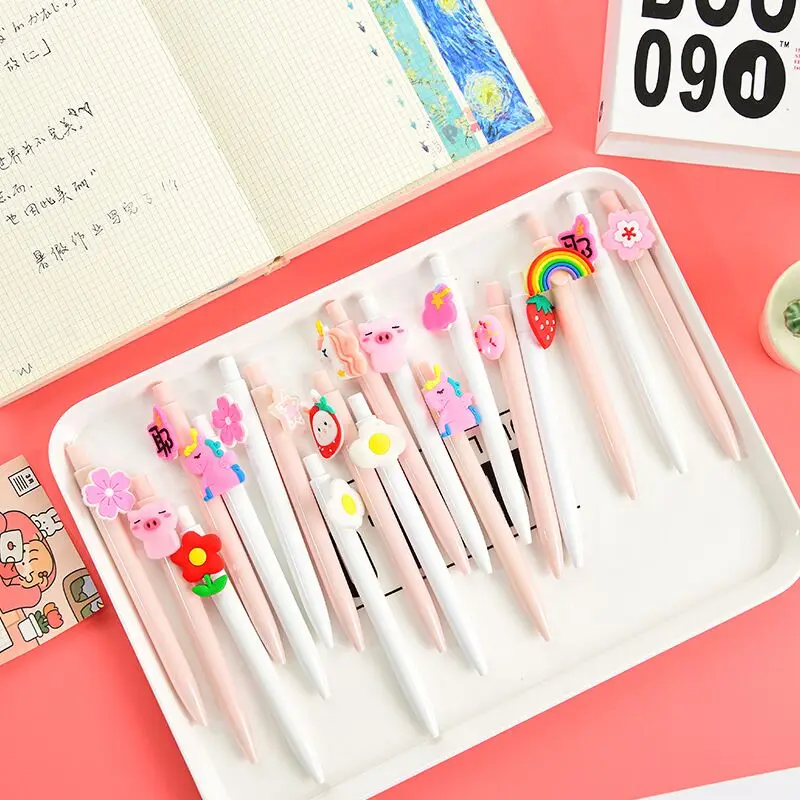 1PC 0.5mm Kawaii Press Style Black Ink Gel Pen Students Cute Signing Ball Pen School Office Stationery Accessories