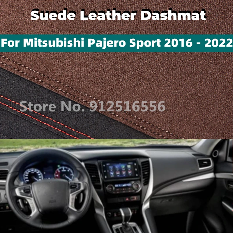 

Car Suede Leather Dashmat Dash Mats Pad Dashboard Covers Sun Shade Carpet For Mitsubishi Pajero Sport 2016 - 2022 2017 2021 2018