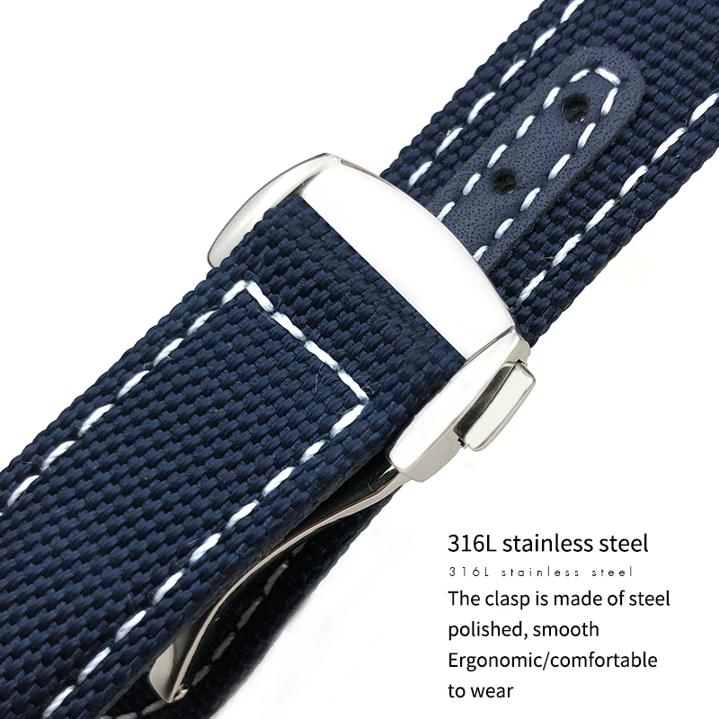 19mm 20mm Nylon Canvas Watch Strap For Omega Seamaster 300  AT150 Fabric Leather AQUA TERRA 150 Blue 21mm 22mm Watchband Buckle