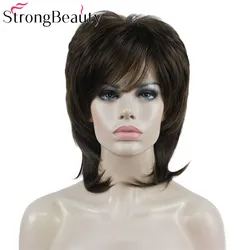 StrongBeauty Synthetic Wigs Medium Length Wavy Hair Women Capless Wig