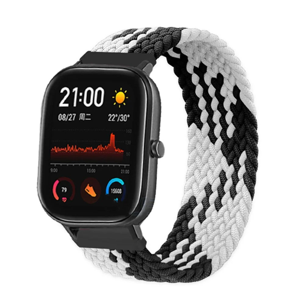 20mm 22mm Braided solo loop For Amazfit GTS 4/3/2/2e/Mini/GTR 4 3 Pro/GTR2/2e/stratos 2/3 Bracelet Watch band Amazfit bip strap