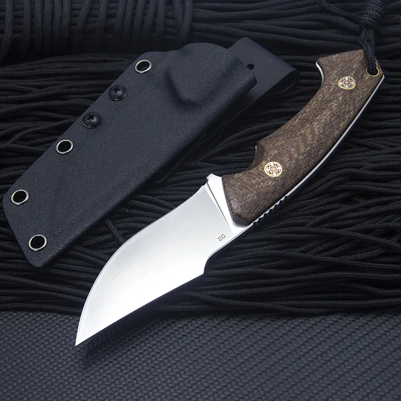 Fixed Blade Tactical Knife Free shipping Sharp Handmade D2 steel Hunting Knife Camping Survival Knife  linen handle